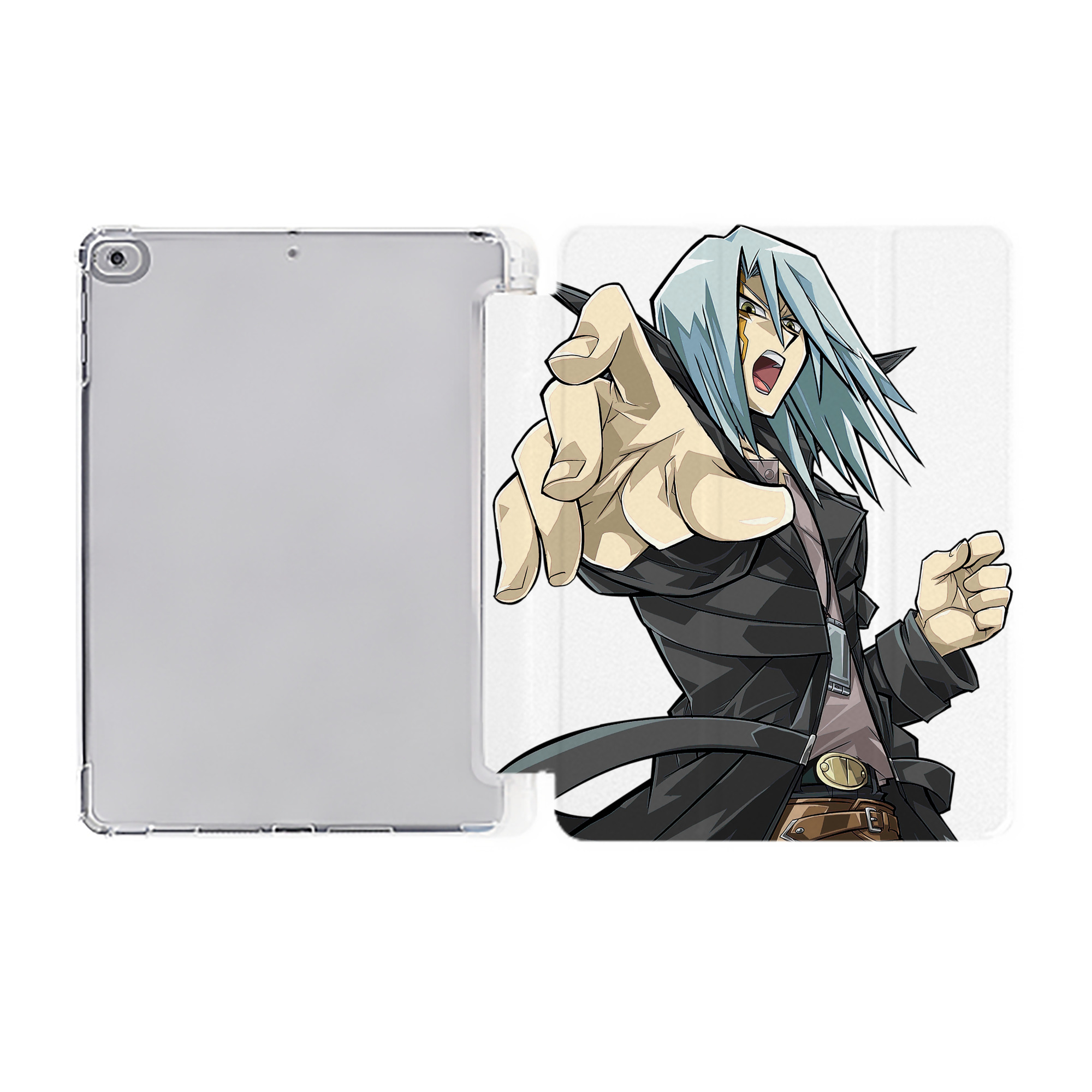 （画像用） 遊☆戯☆王 Yu-Gi-Oh! IPad ケース ペン収納付き 三つ折りスタンド PUレザー×シリコン 対応機種9.5/10.5/10.9インチ